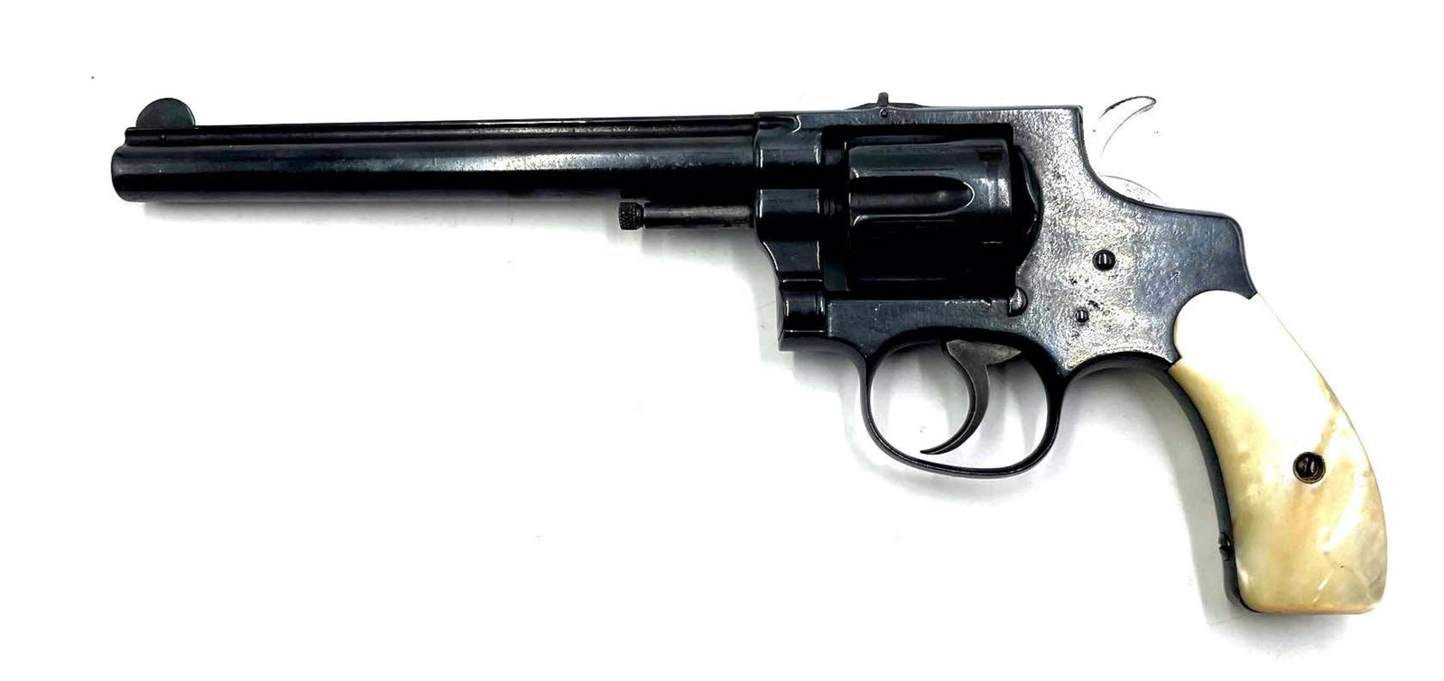 Antique Smith and Wesson Revolver: Antique Smith and Wesson Revolver with mother of pearl grips. It?s showing a patent date of July 16, 1895. Serial number 13874 and has a barrel length of 6 inches. Likely manufactured around the turn 