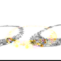 14K White Gold Colorful Sapphire Diamond Necklace