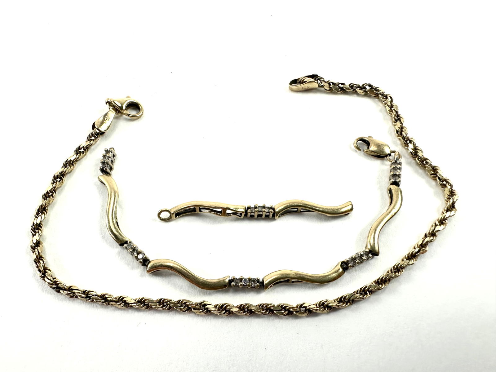 10K Yellow Gold Bracelets One with Diamonds (1 of 8)