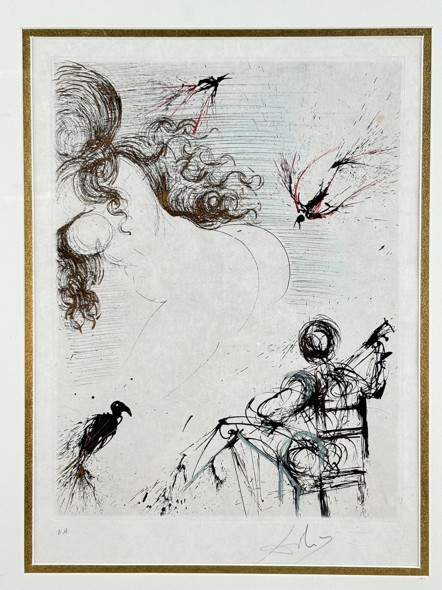 Salvador Dali, Femme au Perroquet (Woman with Parrot) (1 of 10)