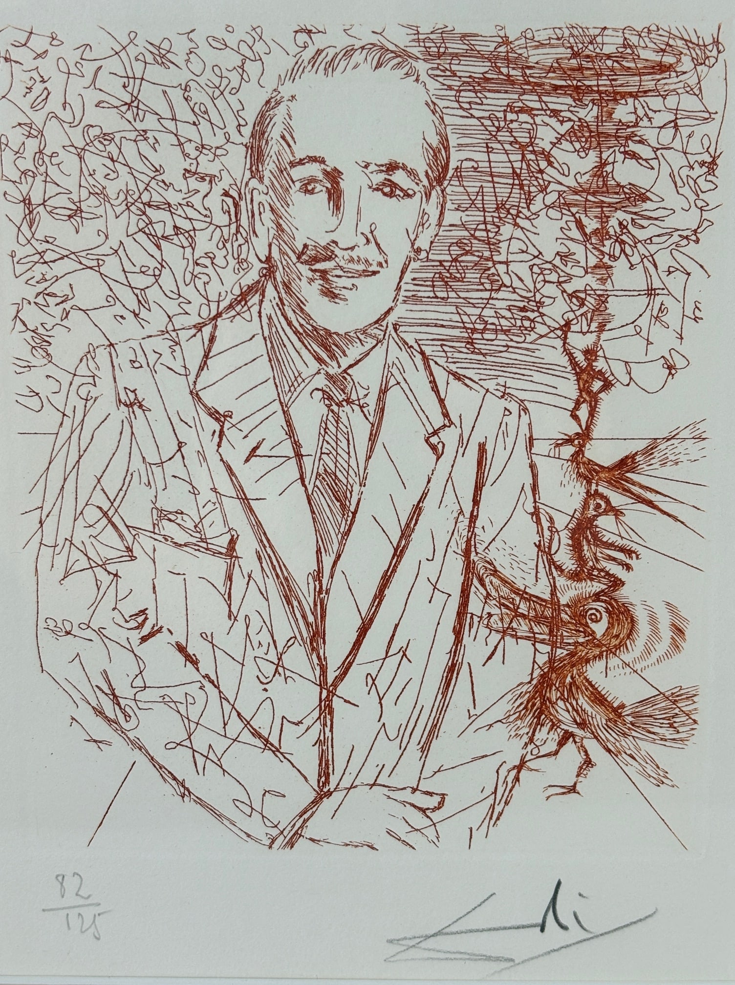 Salvador Dali Walt Disney: Artist: Salvador Dali Title: Walt Disney Origin: Spanish, Surrealism, 1967 Medium: Etching on Paper Dimensions: 21.5x24in Additional Information: An etching of Walt Disney by artist Salvador Dali in 1