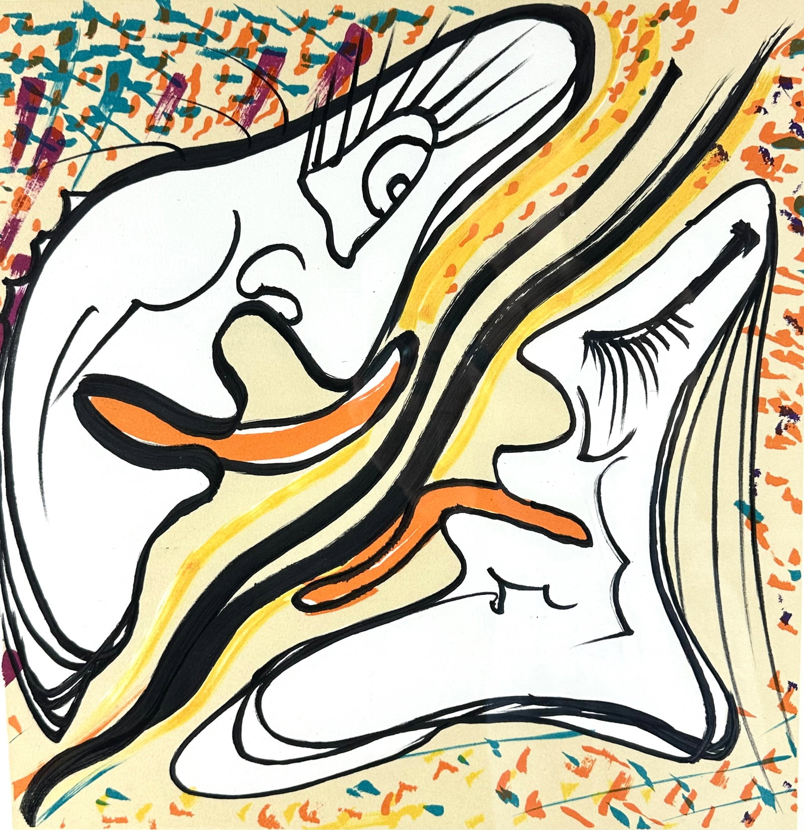 Salvador Dali, Amplesso Allucinogeno: Artist: Salvador Dali Title: Amplesso Allucinogeno (Hallucinogenic Embrace) Origin: Spanish, 1973, Surrealism Medium Etching on Paper Dimensions: 27.5x29.5 Additional Information: An etching by artist