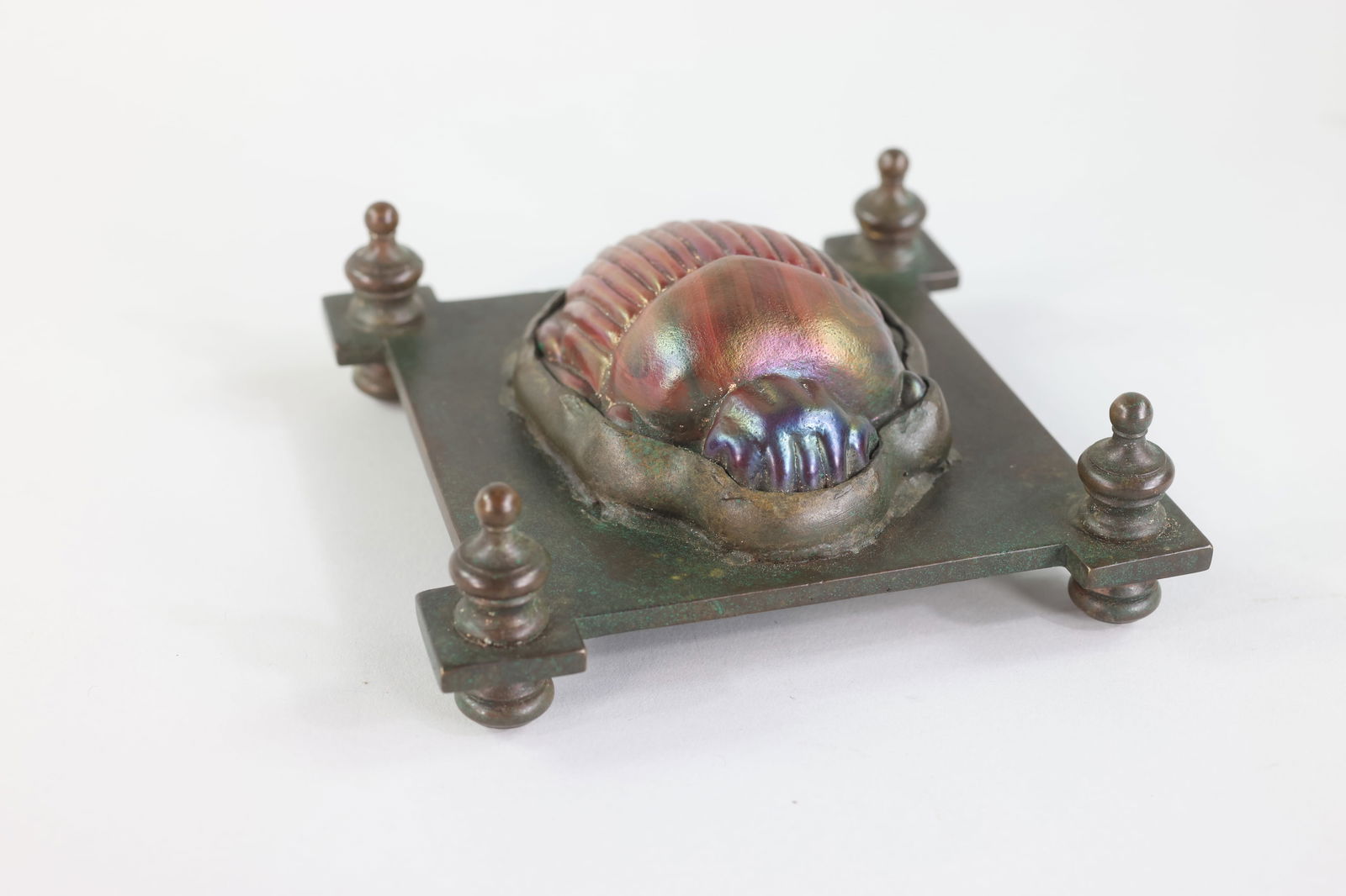 Tiffany Studio Favrile Glass Scarab on Bronze Base (1 of 7)