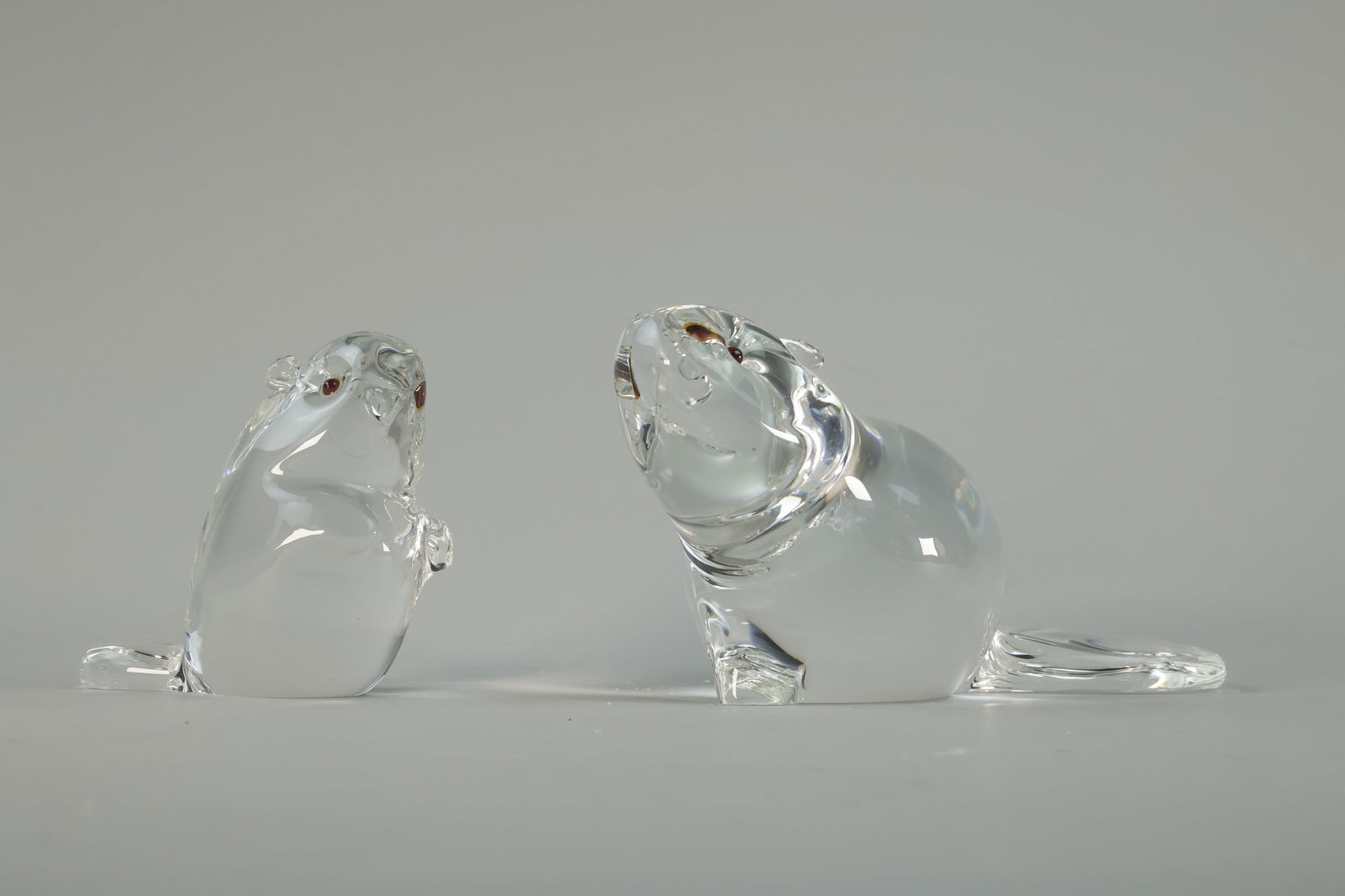 Two Steuben Crystal Beavers with Garnet Eyes (1 of 20)
