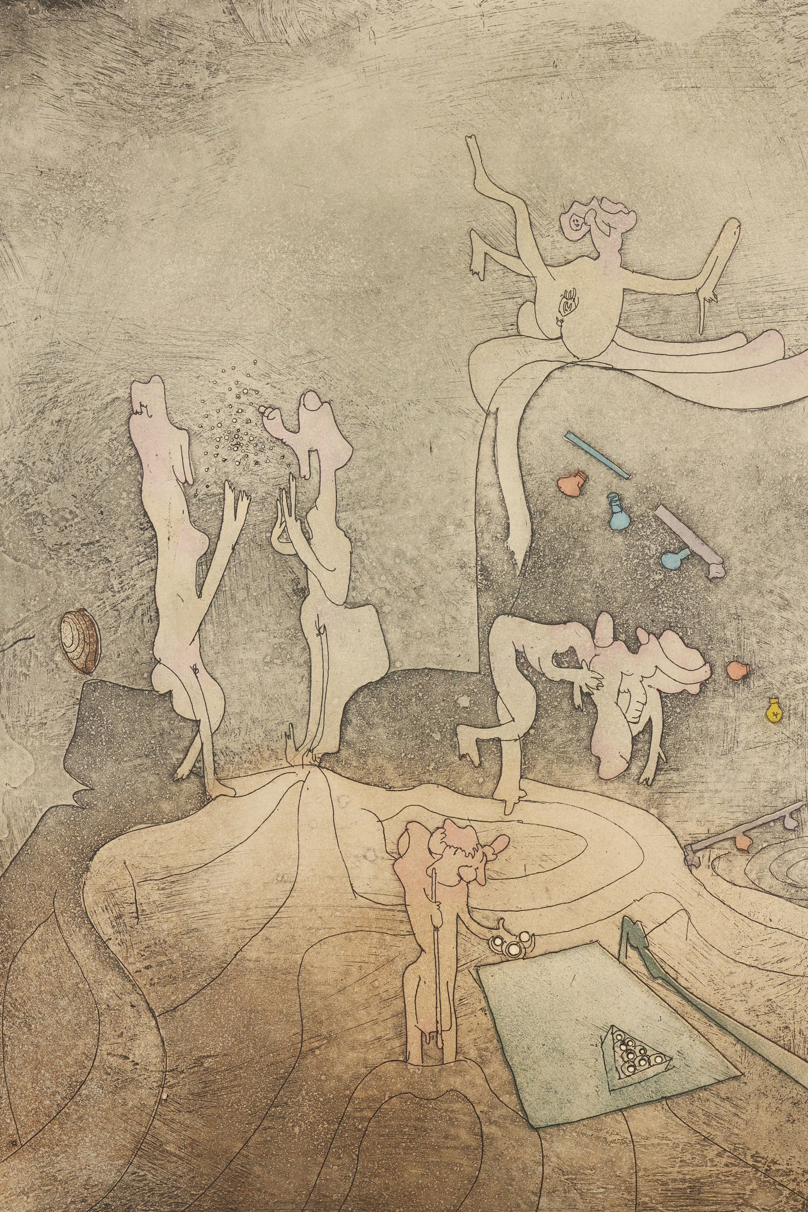 Roberto Matta, Aimera Bien Qui Aimera la Dernier: Artist: Roberto Matta. Title: Aimera Bien Qui Aimera la Dernier. Origin: Chili, 1968. Medium: Etching and Aquatint Print on Paper. Dimensions: 20x26?in. Condition: Very Good, it has light staining tha