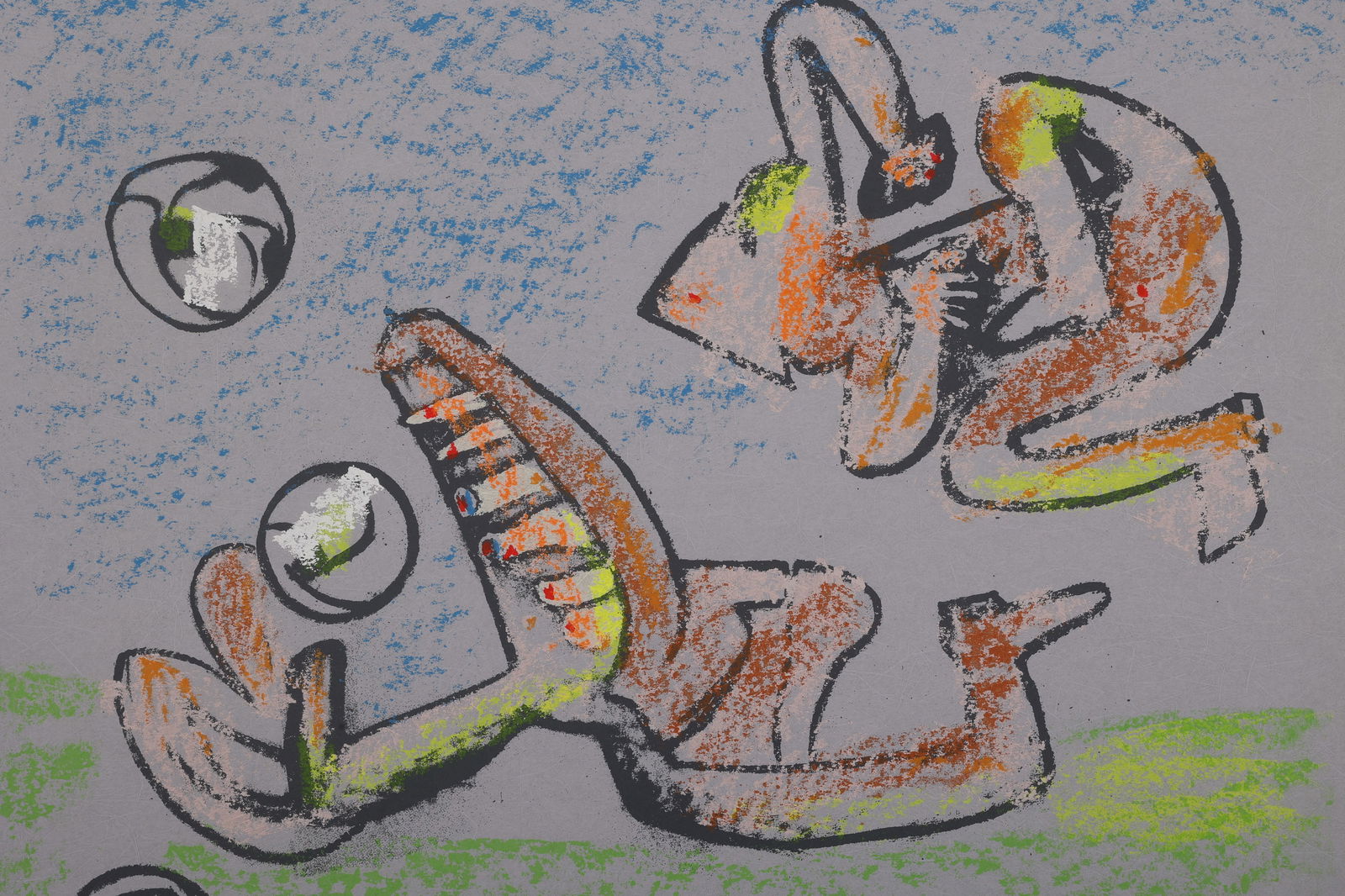 Roberto Matta, Musik Foot: Artist: Roberto Matta. Title: Musik-foot. Origin: Chili, 1990. Medium: Serigraph?on Paper. Dimensions: 22.75x29.75 in. Condition: Very Good, with some light wrinkling along the corner of the piece. Ad