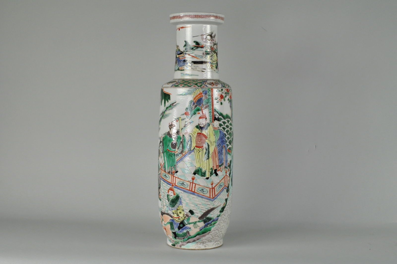 Chinese Famille Verte Kangxi Style Porcelain Rouleau Vase (1 of 9)
