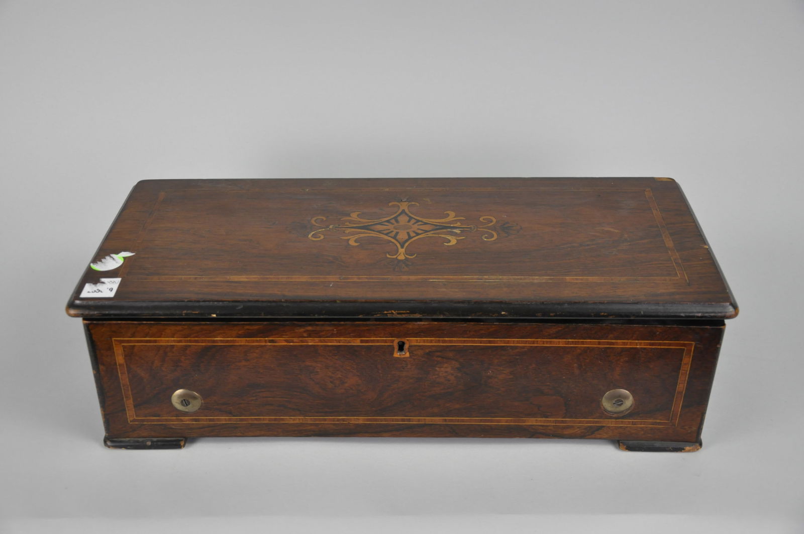 Cylinder Music Box: Dimensions: 20x9x 5.5 in. Condition: