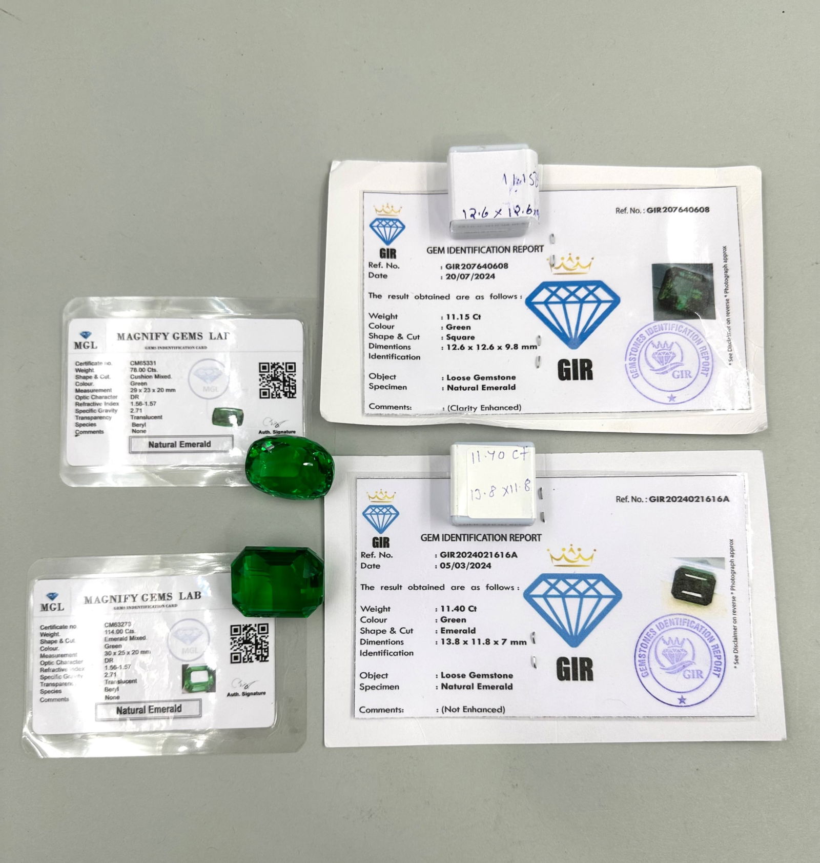 Square, Emerald, and Cushioned Mixed Cut Loose Emeralds (1 of 11)