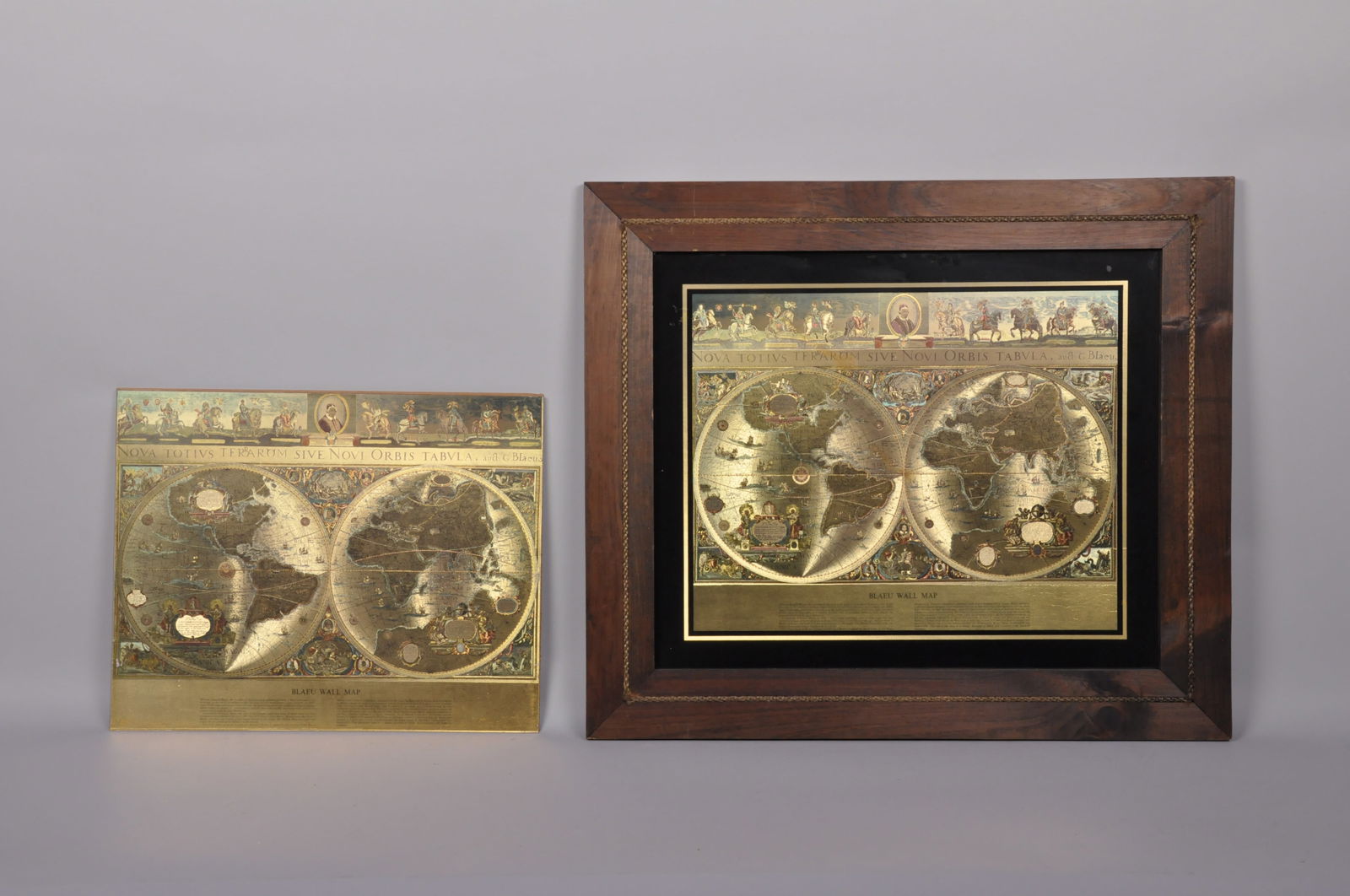 Gold Foil Blaeu Wall Maps: Artist: Blaeu Piscator Title: Nova Totivs Terrarom Sive Novi Orbis Tabvla Origin: