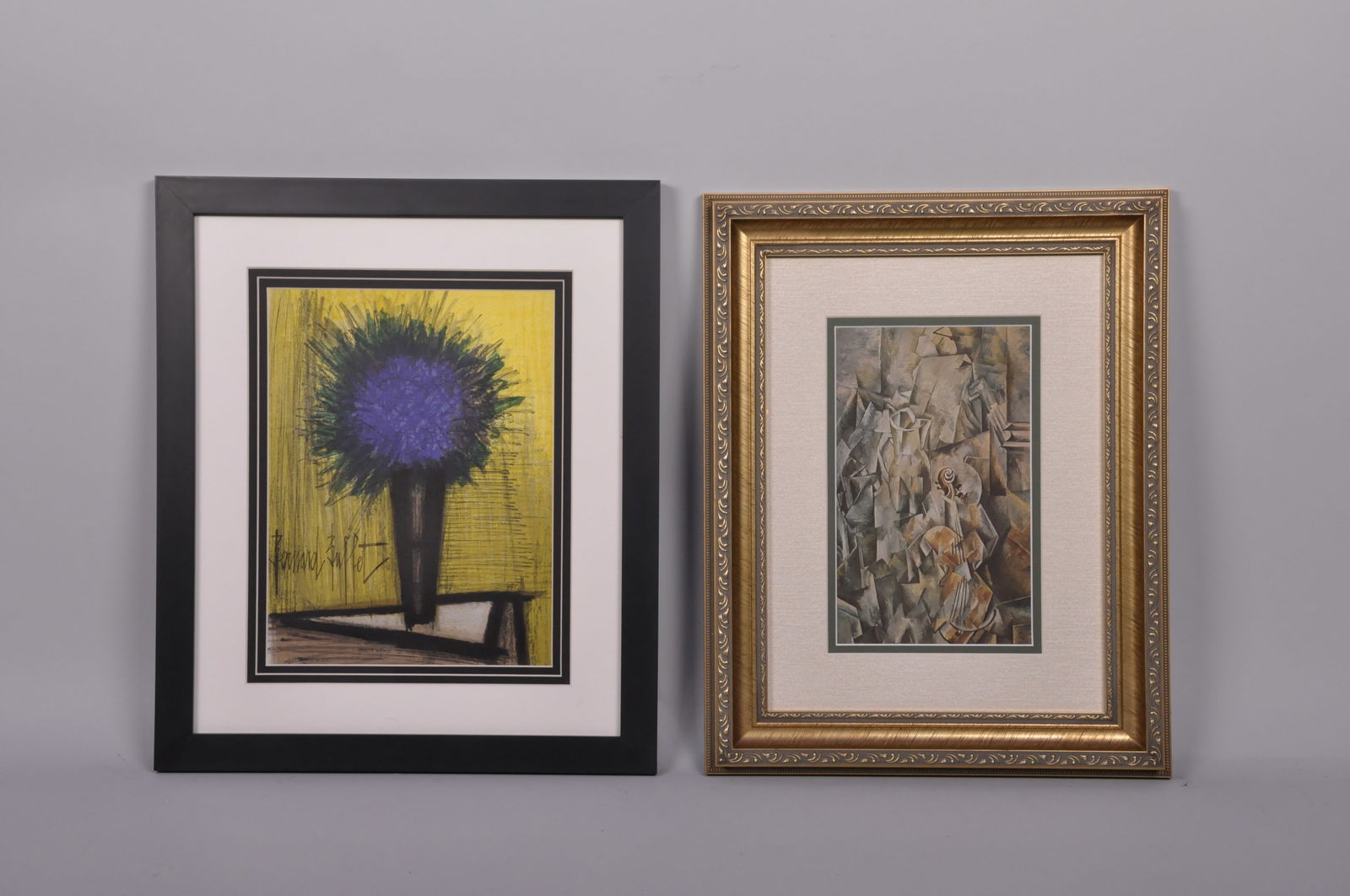 Bernard Buffet The Purple Bouquet and Pitcher and Violin by Georges Braque: Title: The Purple Bouquet Artist: Bernard Buffet Medium: Prints