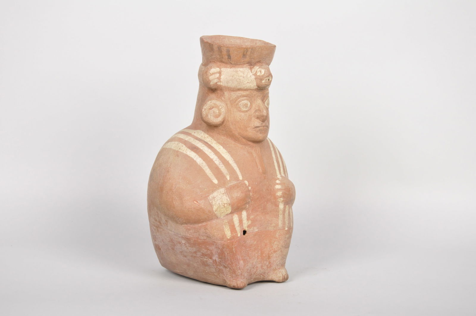 Moche Figural Ceramic Jar Lord with Jaguar Crown (1 of 6)