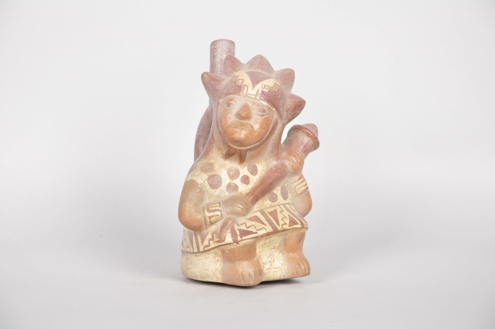 Restored Moche Warrior Figure Stirrup Spout Bottle (1 of 6)