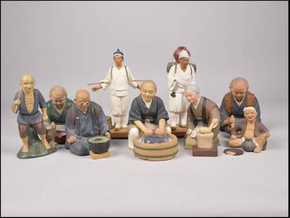Nine Various Hakata Dolls: Manufacturer: Various manufactures