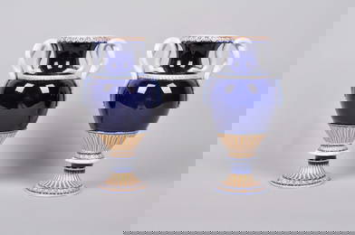 Meissen Snake Handle Vases, German 19th Century