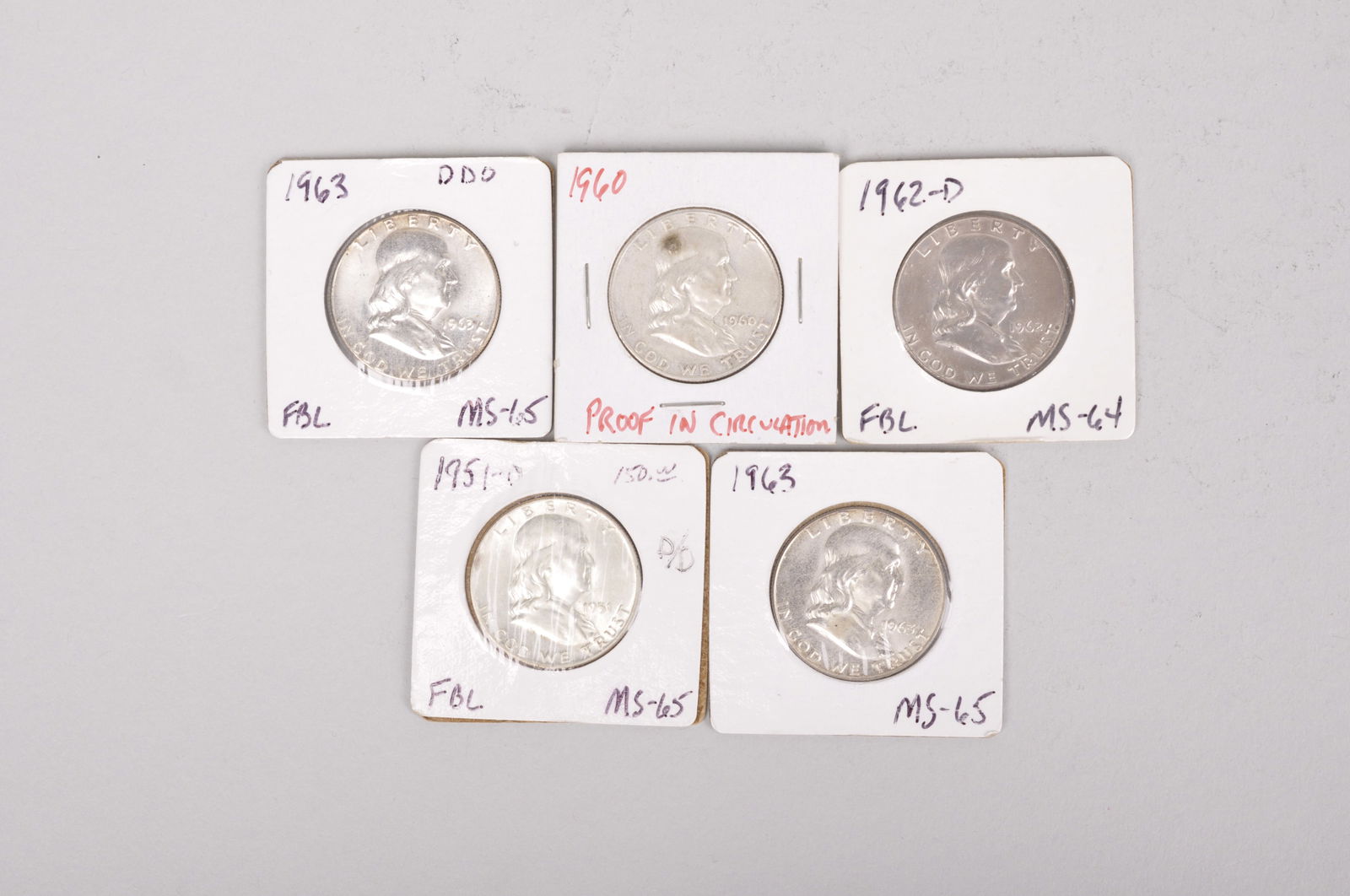 Assorted Silver Franklin Half Dollars (1 of 10)