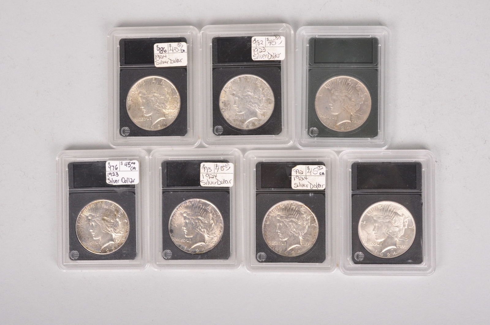 Ungraded Slabbed Peace Silver Dollars (1 of 14)