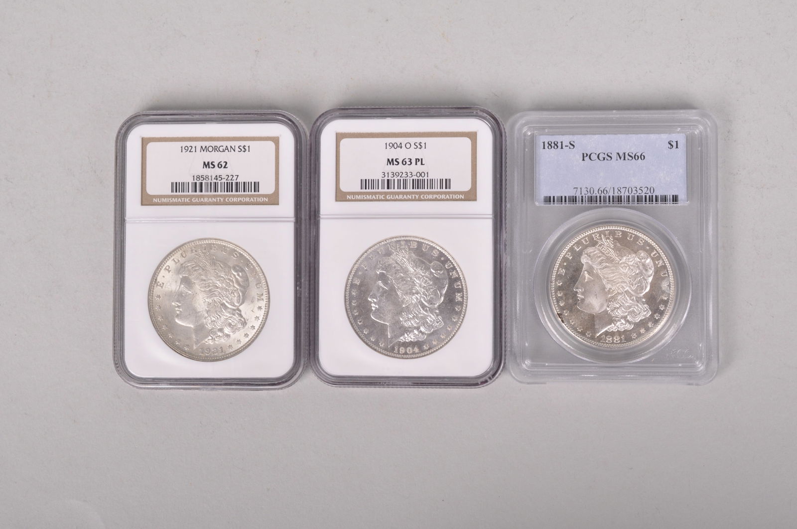 Graded and Slabbed Mint Condition Morgan Silver Dollars (1 of 13)