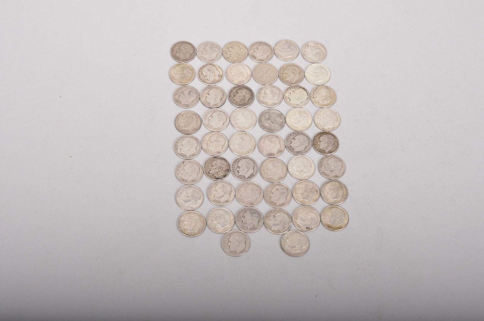 Roll of Silver Dimes: Additional Description: Roll of Silver Dimes, Full Roll from the 1940s-1960s