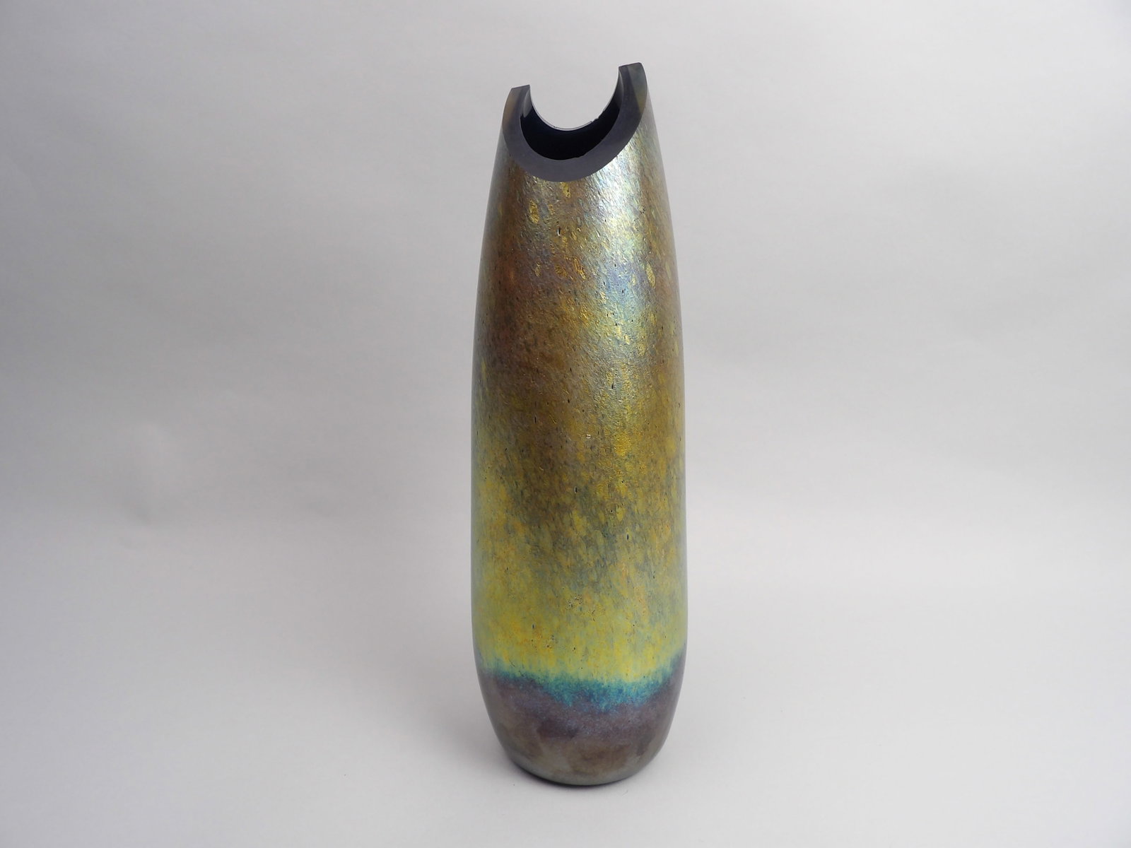 Bohemian Mottled Glass Vase: Dimensions: Approx 12x4x3" Condition: No Visible Wear Additional Information: Large contemporary studio art glas