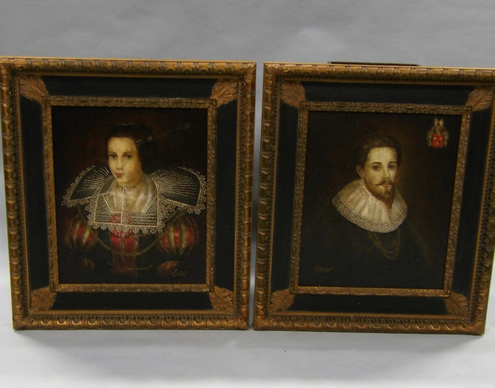 Diana Mendoza Set of 17th Century Royalty Paintings: Artist:?Diana Mendoza Title:?Noblewoman, Spanish Nobleman Origin: Peru Med
