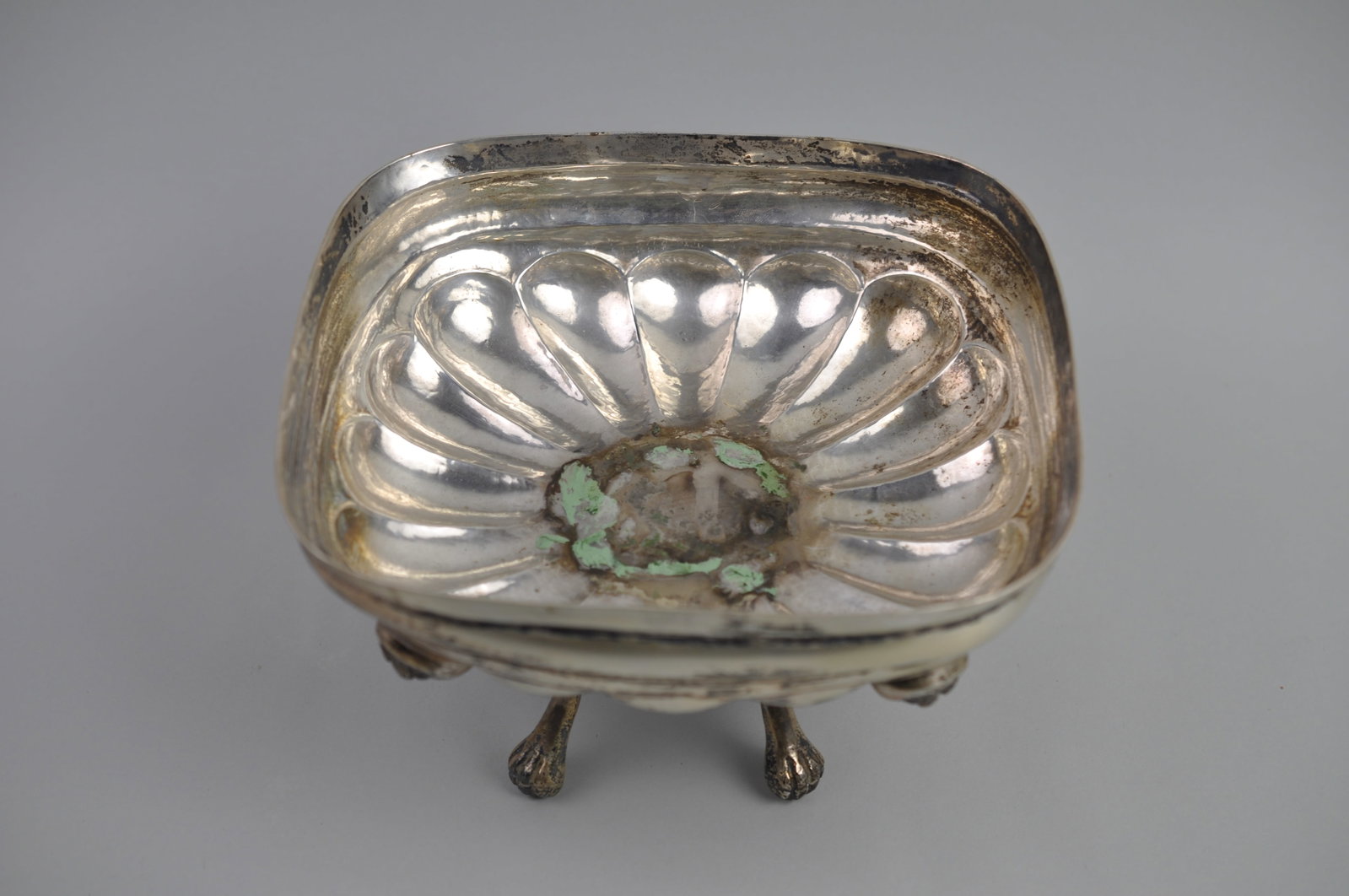 Mexican Silver Serving Bowl with Feet: Metal: .925 Silver Manufacturer:?Ortega Dimensions: 7 1/2x8x5 3/16" Weight