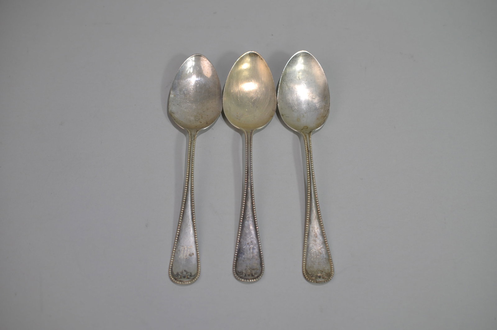 Sterling Silver Serving Spoons Set: Metal: Sterling Silver Manufacturer:?Smith & Webster? Dimensions:?Approx. 1/4" Each