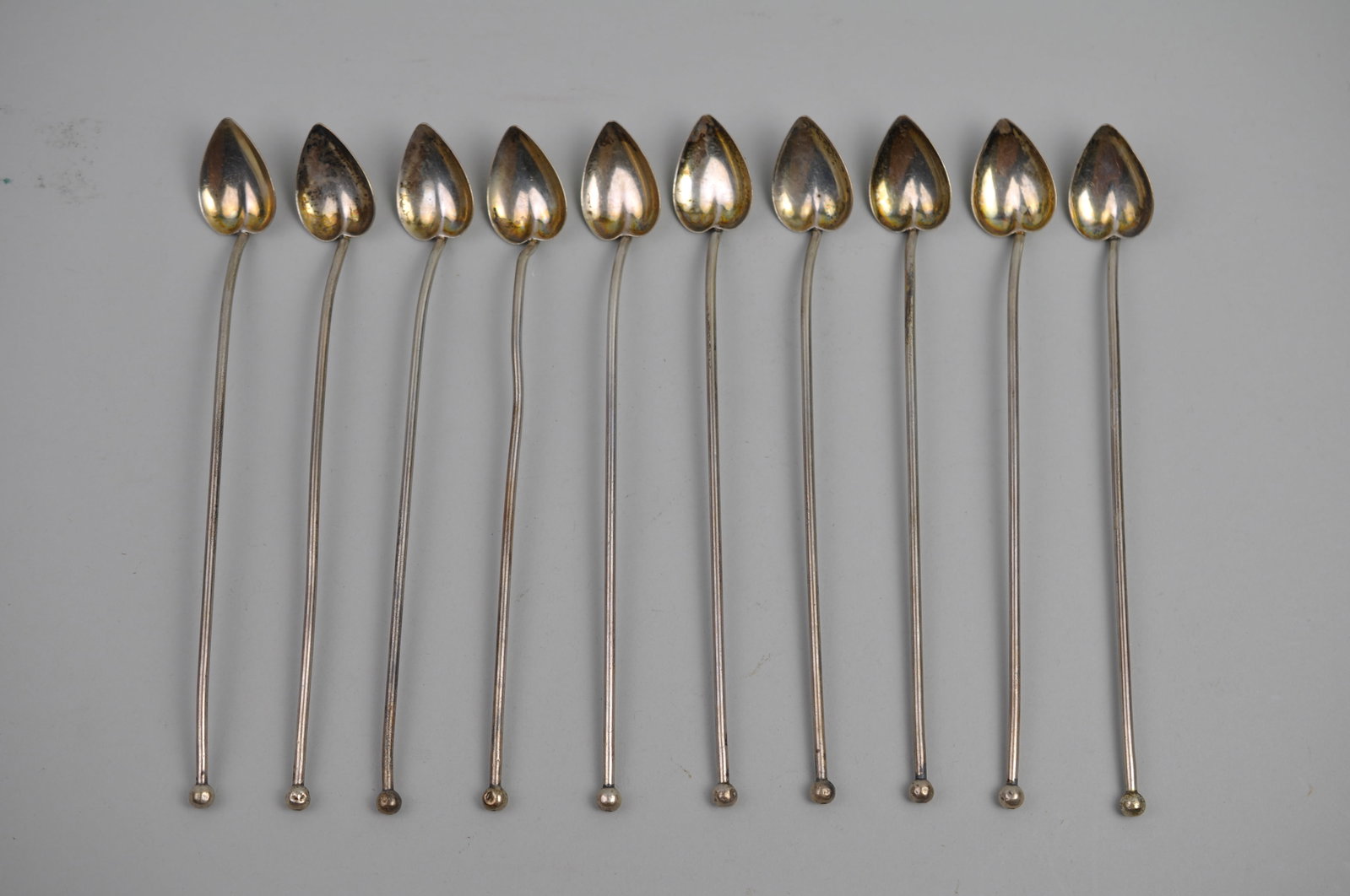 Sterling Silver Heart Straws Stirrer Spoons: Metal: Sterling Silver Manufacturer:?No Stamp Dimensions:?8" Each Weight: