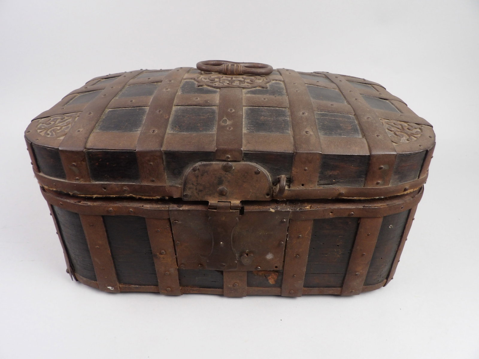 Swedish Wedding Box (Brudkista): Dimensions: Approx?15x10x7 Condition: Oxidation to Iron hardware, Surface Marks Additional Information:?Decorati