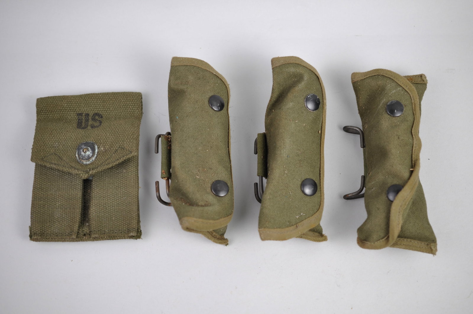WWII Grenade Sight Cases Vietnam Mag Pouch: Manufacturer: Various (Military Contract Companies) Dimensions: Various Condition: Various Additional Information: This collection of military field equipment