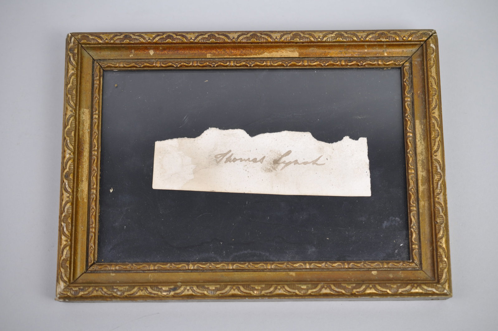 Continental Congress Statesman Framed Signature: Dimensions: Approx 8x 3/4" Condition:?Cut Out of Signature has Dirt and Water Markings. Frame has Paint Flaking Off Addit