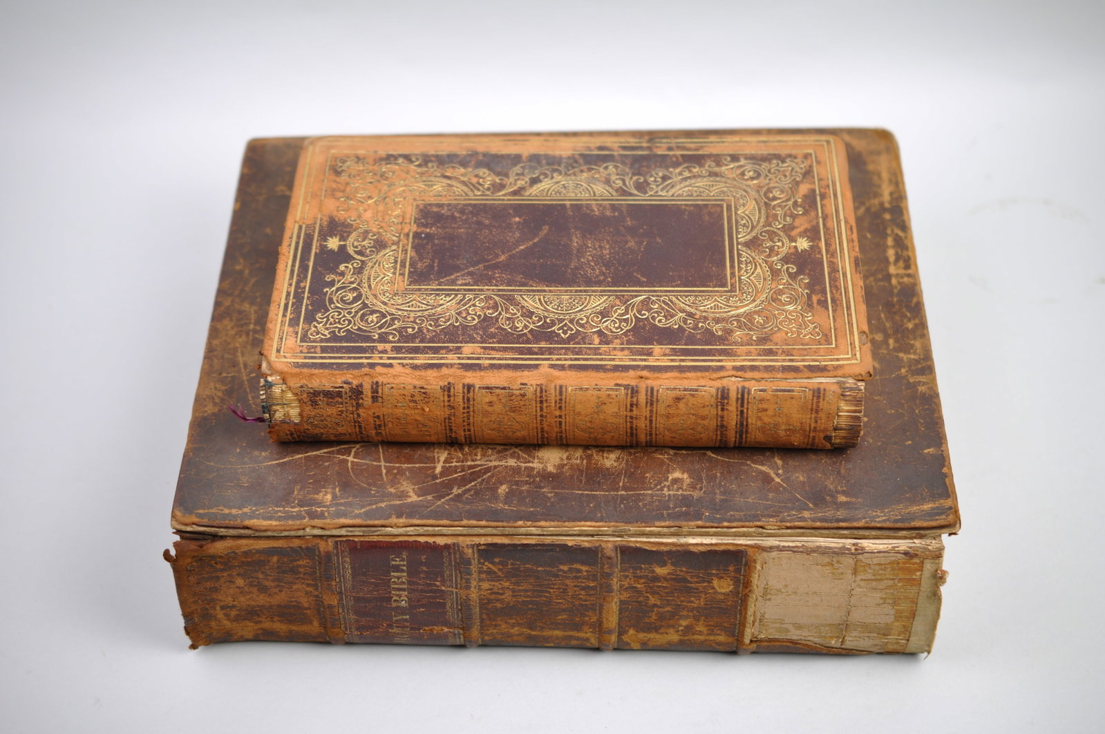Civil War Era Bibles: Manufacturer: 1842 Bible-?G. Lane & P. P. Sandford,?1864 Bible- American Bible Society Dimensions:? 1842- Approx 12x9x3 1/2",??1864- Approx 10x6x1/2"