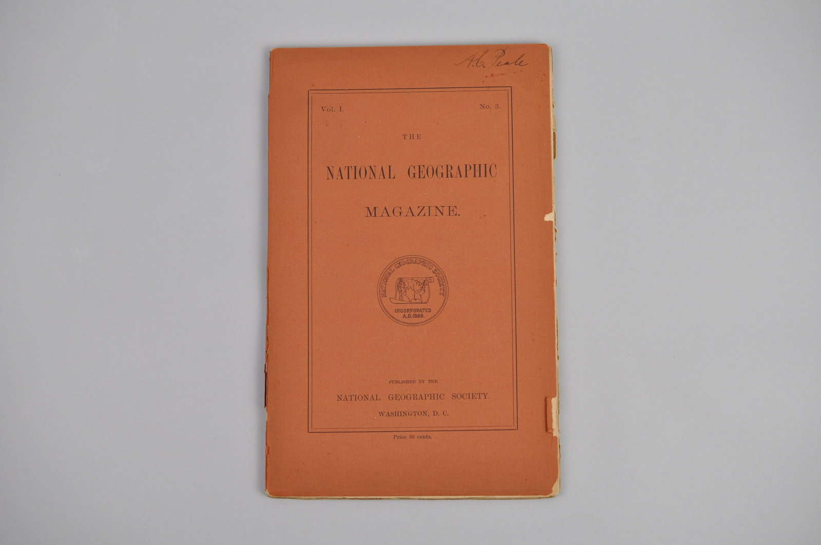 Vol. No. July 1889 National Geographic: Month Issued:?July Year Issued:?1889 Dimensions:? Approx. 5/8 6" Condition