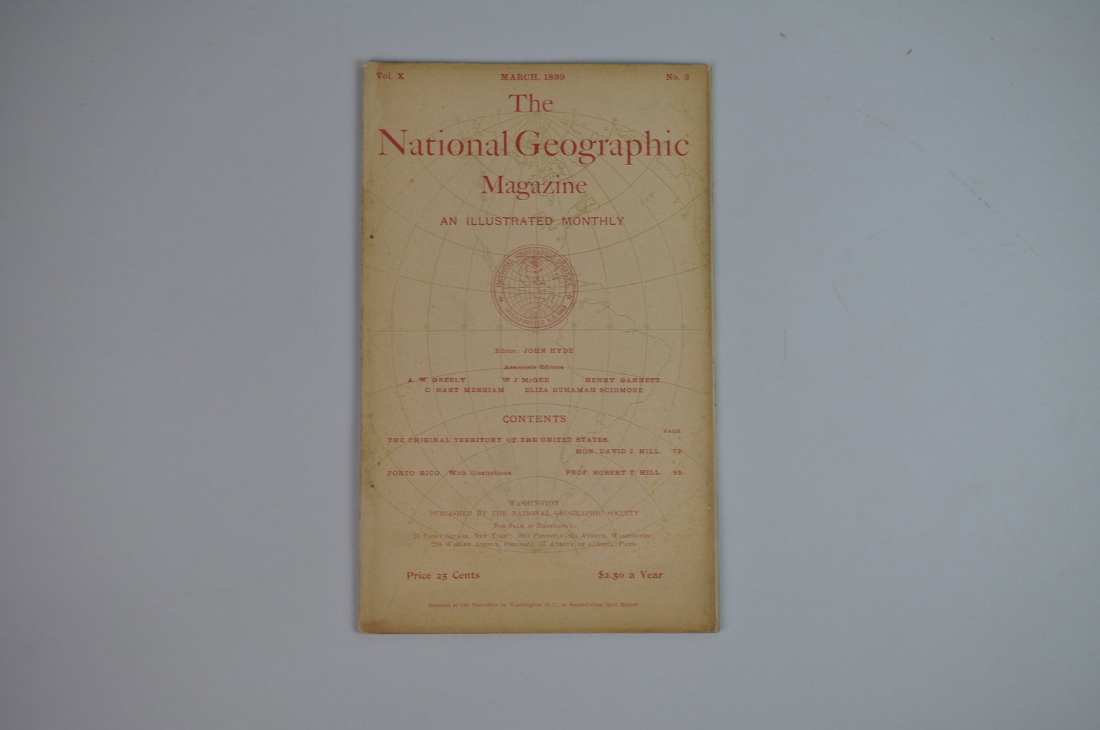 Vol. No. March 1899 National Geographic: Month Issued: March Year Issued: 1899 Dimensions: 10x6" Condition:
