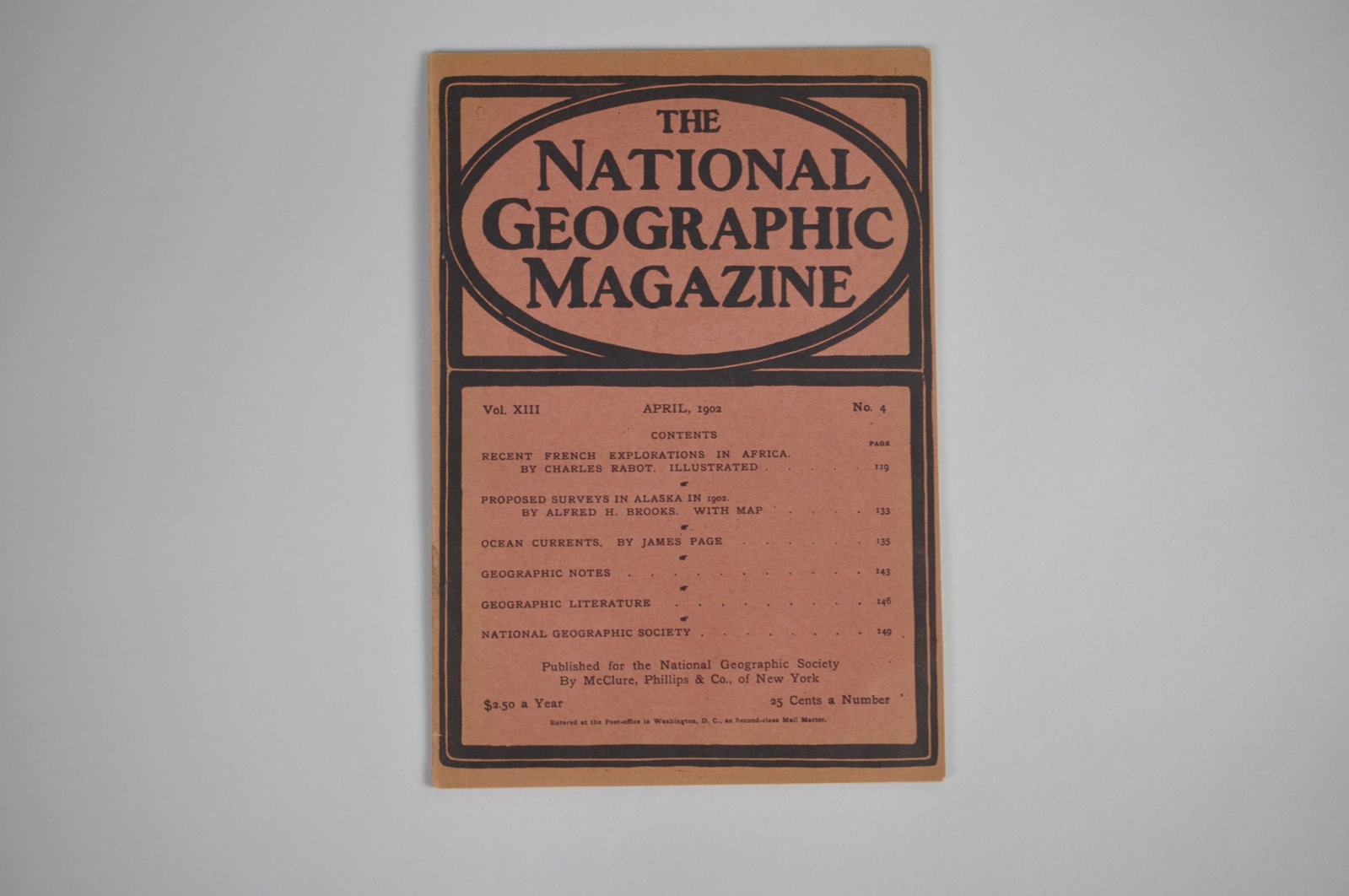 Vol. XIII No.4 April 1902 National Geographic: Month Issued:?April Year Issued:?1902 Dimensions: 10 7" Condition:
