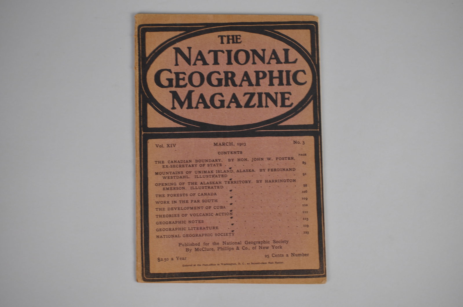 Vol. XIV No.3 March 1903 National Geographic: Month Issued:?March Year Issued:?1903 Dimensions: 10 7" Condition: