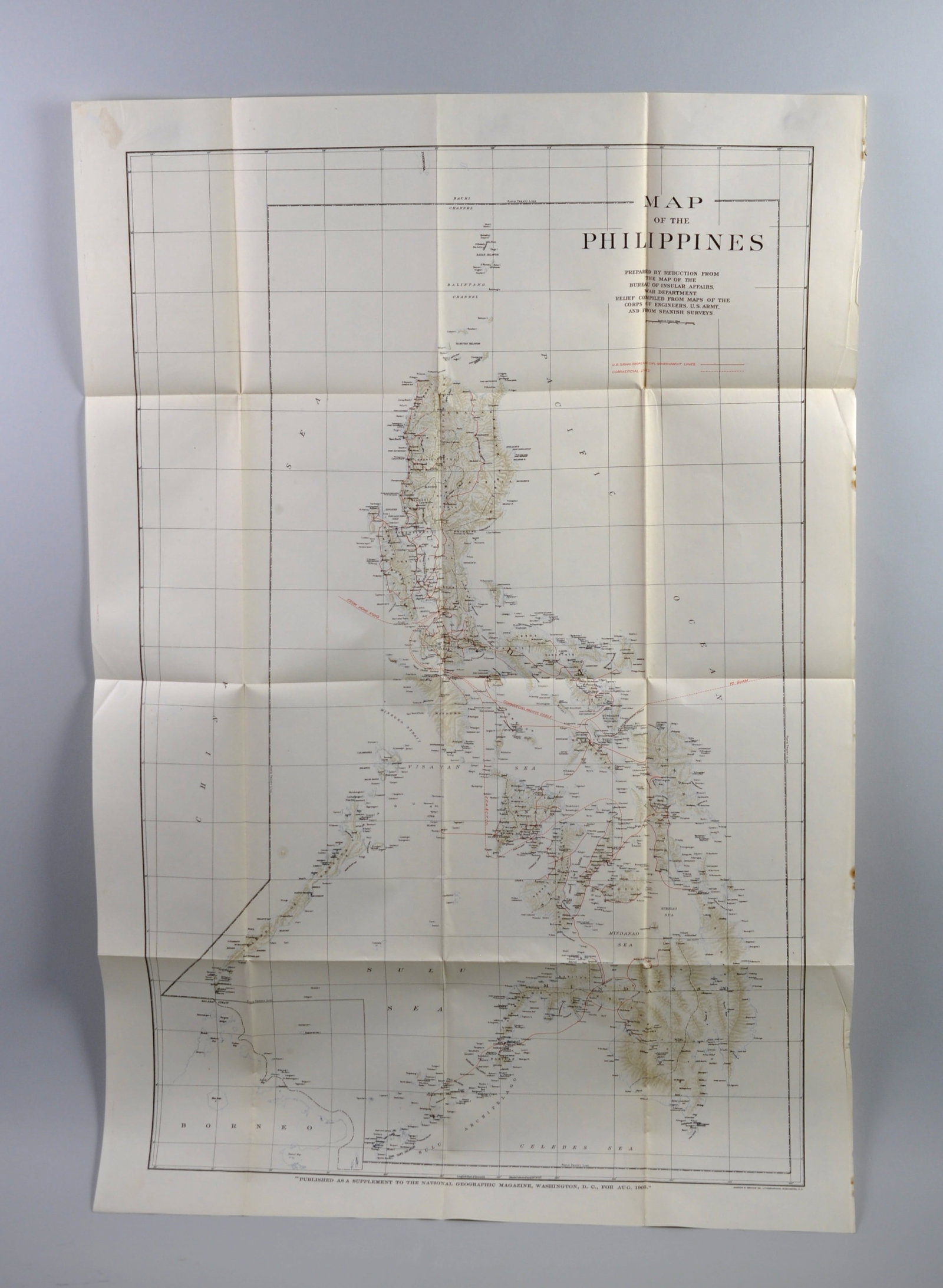 National Geographic Map of Philippines Aug 1905: Month Issued:?August Year Issued: 1905 Dimensions: Approx. 26 1/8x24 1/8"