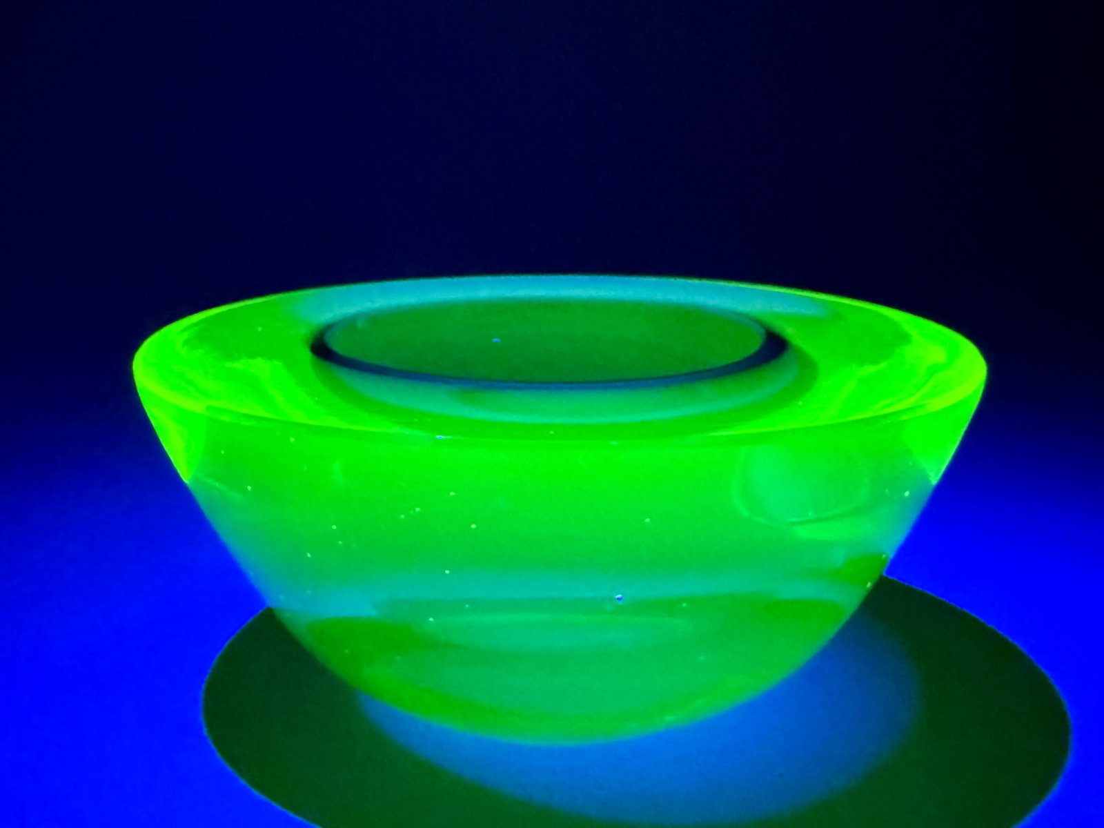 Ultraviolet Sommerso Murano Glass Bowl: Medium: Glass Origin: Murano, Italy Dimension: Approx. 4 1/2x4 1/8x2 in. Condition: May Contain Some Light Scratches Additional Information: Striking and elegant, this 1960s Murano art glass bowl is