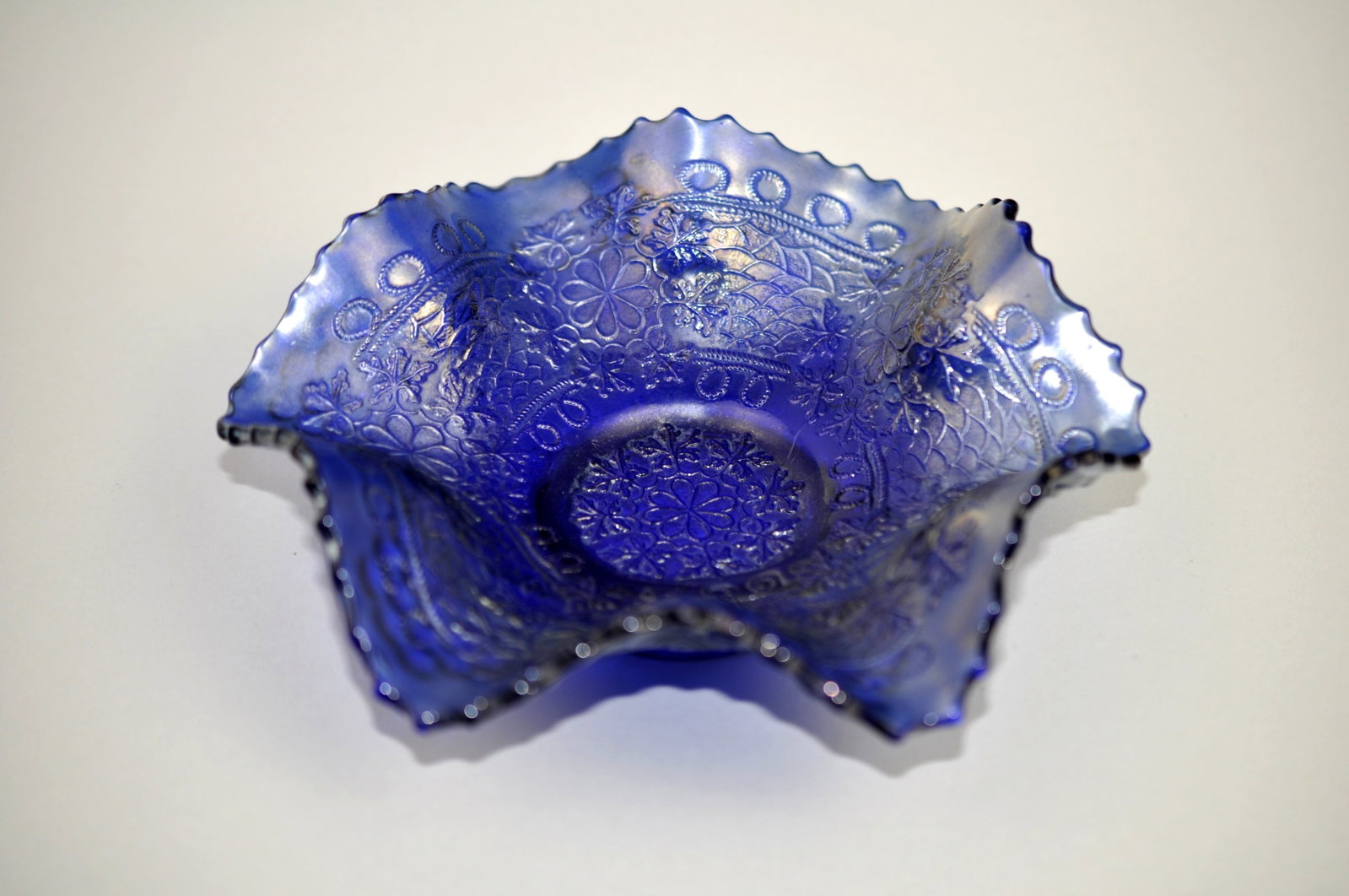 Fenton Cobalt Blue Carnival Glass Bowl (1 of 10)
