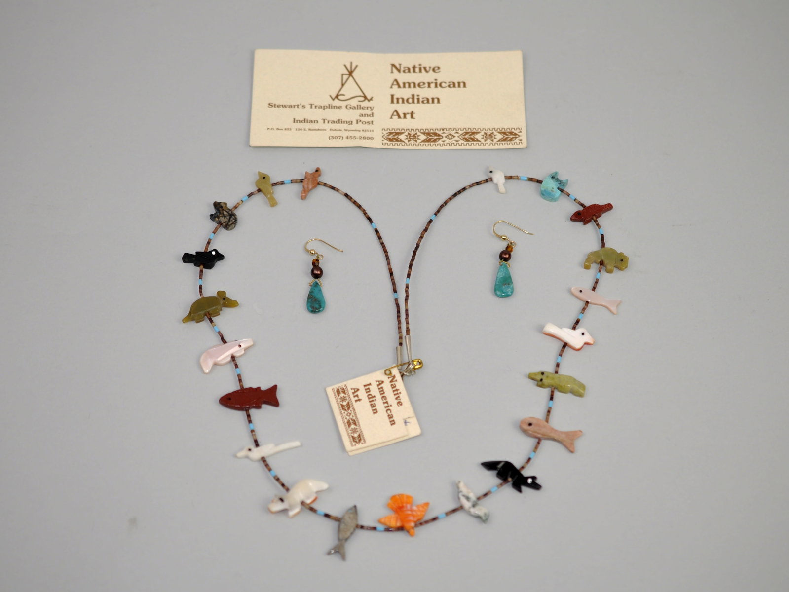 Natural Stone Animal Figures Necklace Earrings (1 of 9)