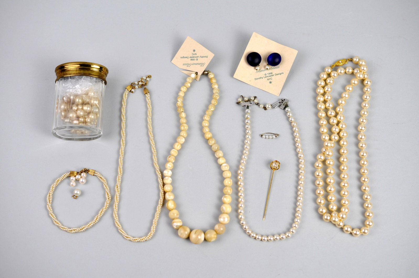 Pearl Jewelry & Accessories Collection: Metal: Mixed metals Stone Types: Faux pearls, cultured pearl candidates Dimensions: Various lengths and sizes Weight: Combined weight not recorded