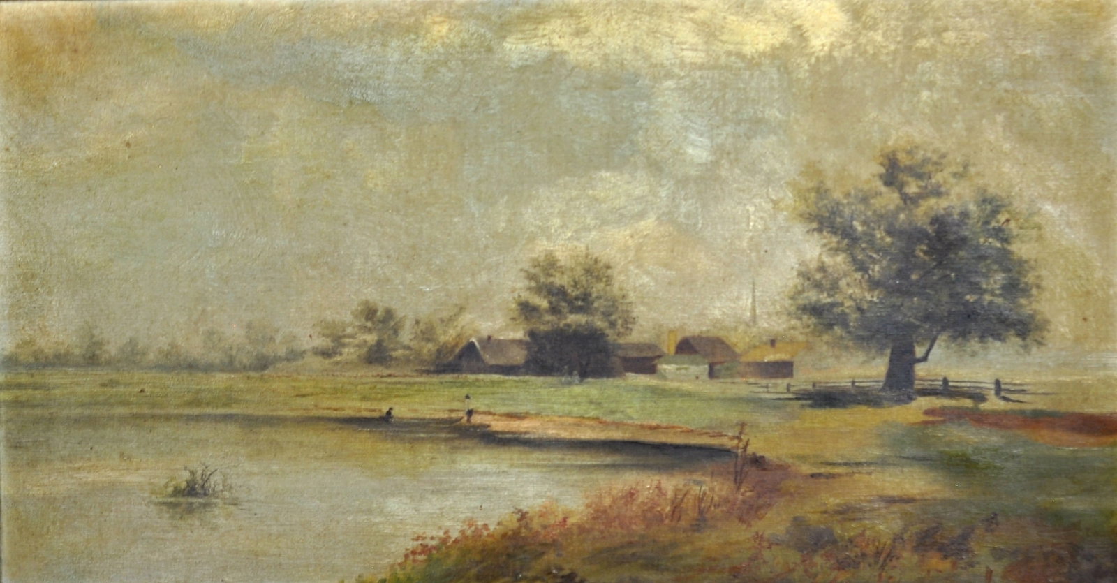 Rural Landscape Oil Painting in Gilt Frame: Artist: Unknown Title: Unknown Medium: Oil Painting Origin: Unite