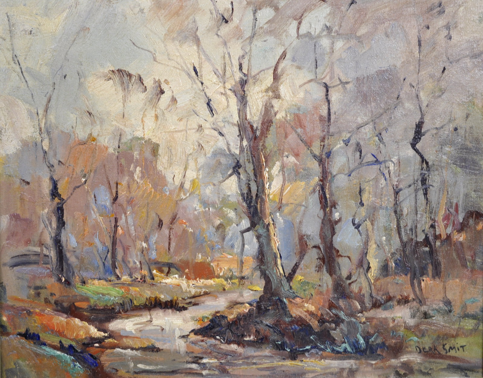 Derk Smit, Autumn in the Woods Themed Oil Painting: Artist: Derk Smit Title: Untitled- Autumn Woods Themed Medium: Oil Origin: