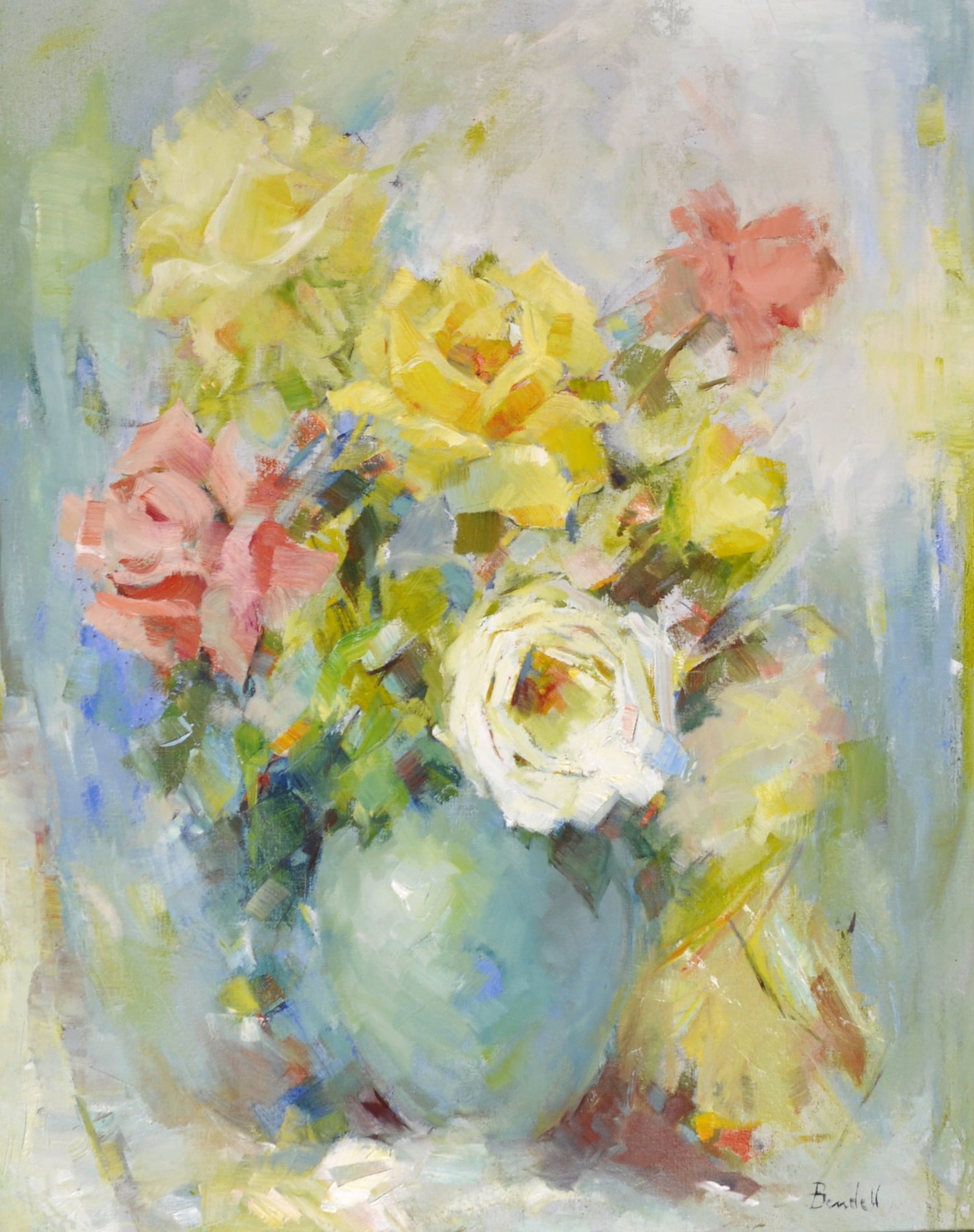 Marilyn Bendell, Flowers in a Vase Oil Painting (1 of 9)