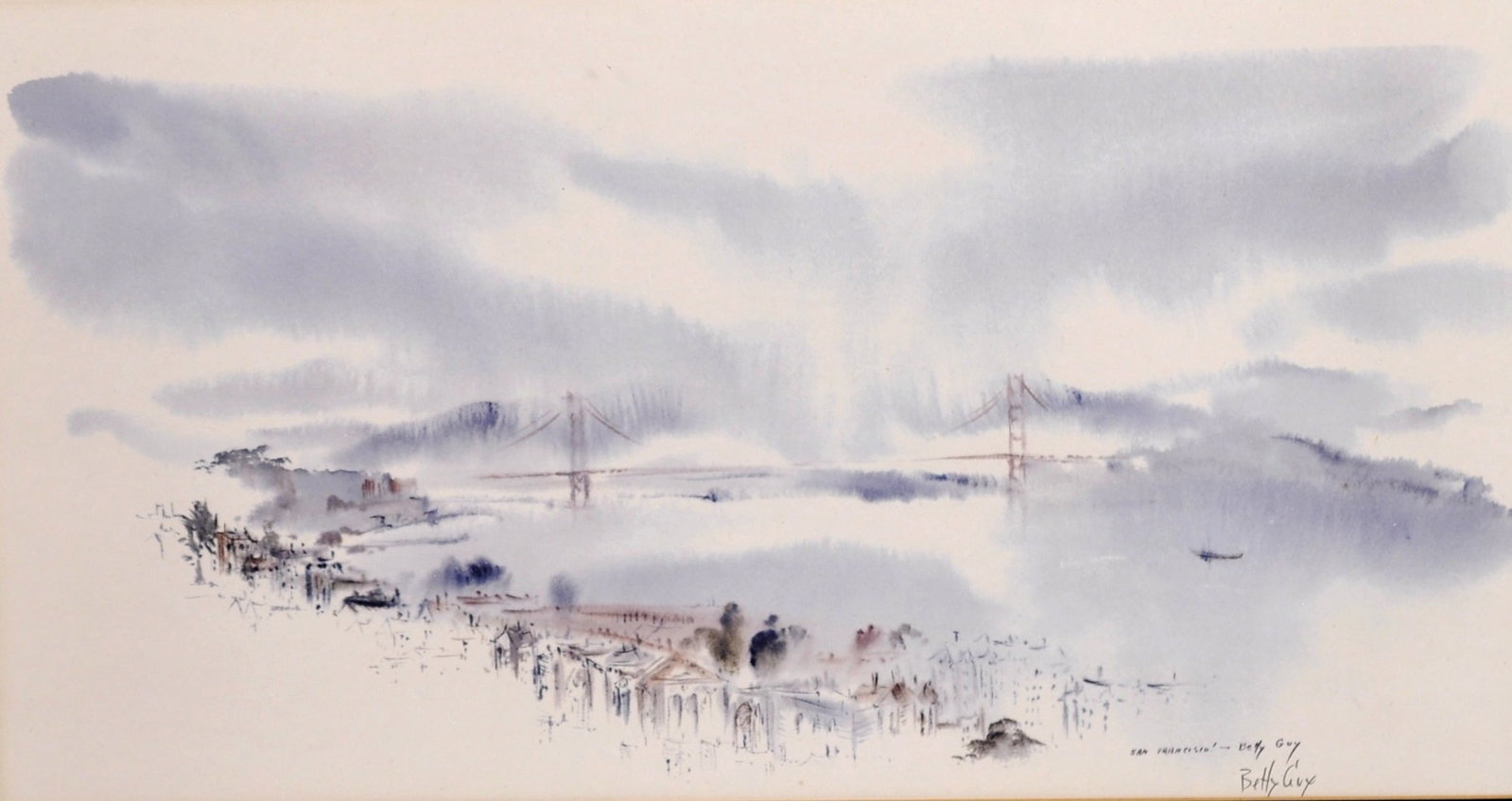 Betty Guy, Signed San Francisco Watercolor Print: Artist: Betty Guy Title: San Francisco Medium: Watercolor Print Origin: