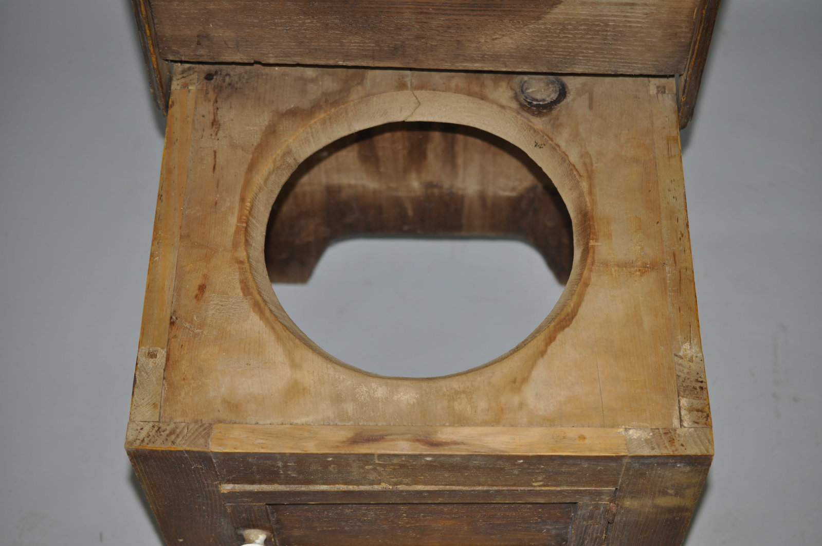 Primitive Wooden Bedside Commode - 8