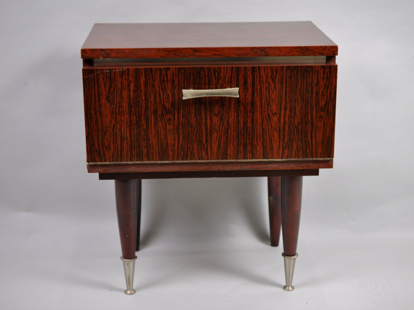 Belgian Mid-Century Nightstand Trimmed w/Chrome (1 of 13)