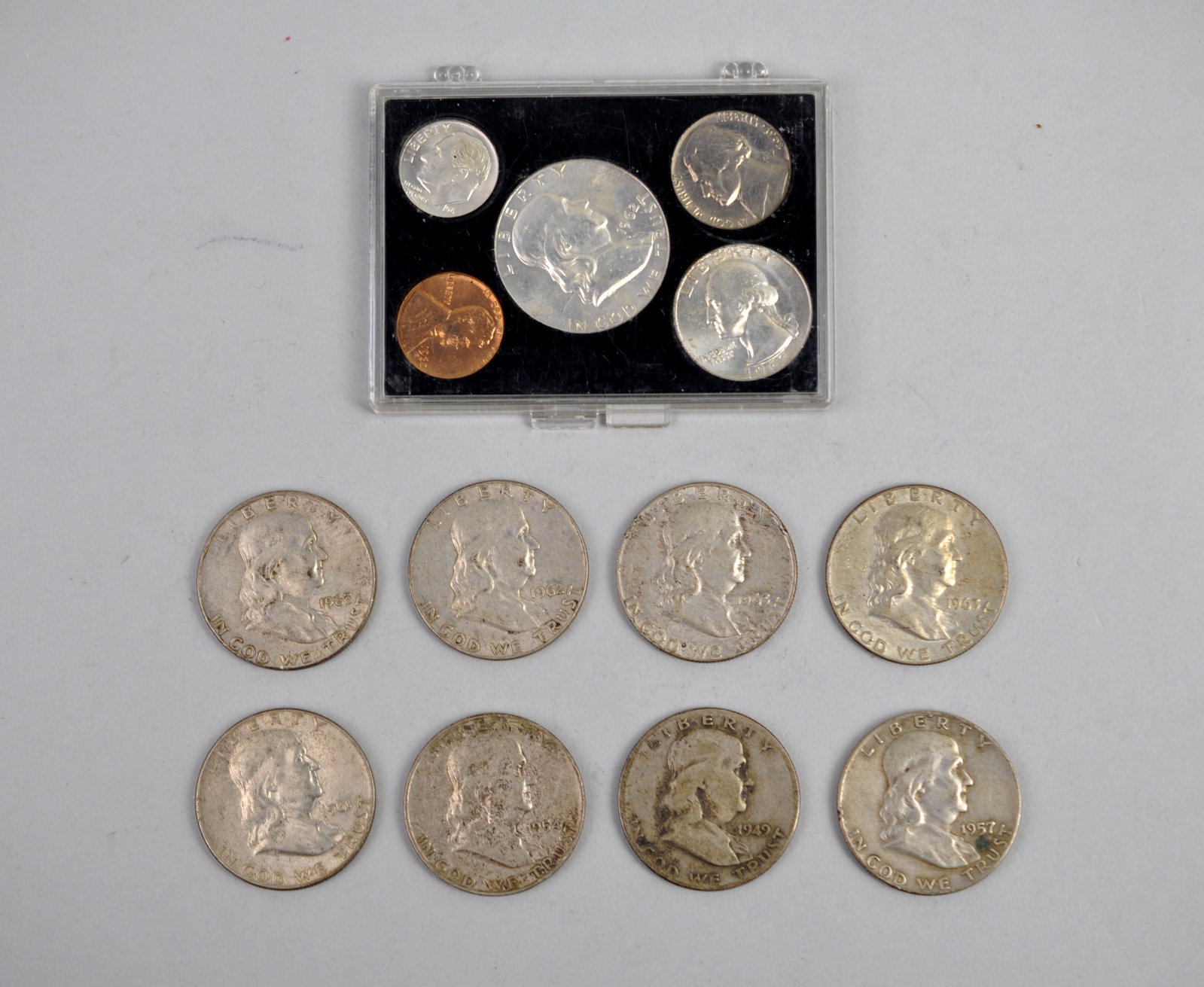 1962 U.S. Mint Set & Eight Franklin Half Dollars (1 of 19)