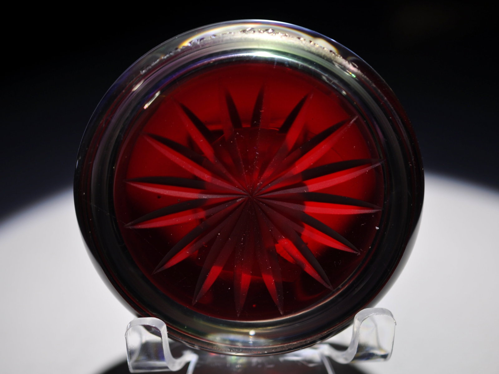 Ruby Red Sulphide Cameo Paperweight - 4