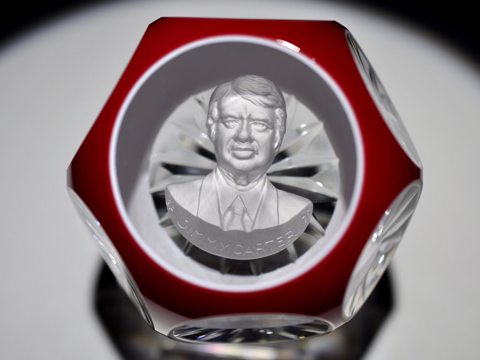 St. Louis 1976 Jimmy Carter Sulphide: Attributed Brand: Cristal de France, St. Louis Period: </